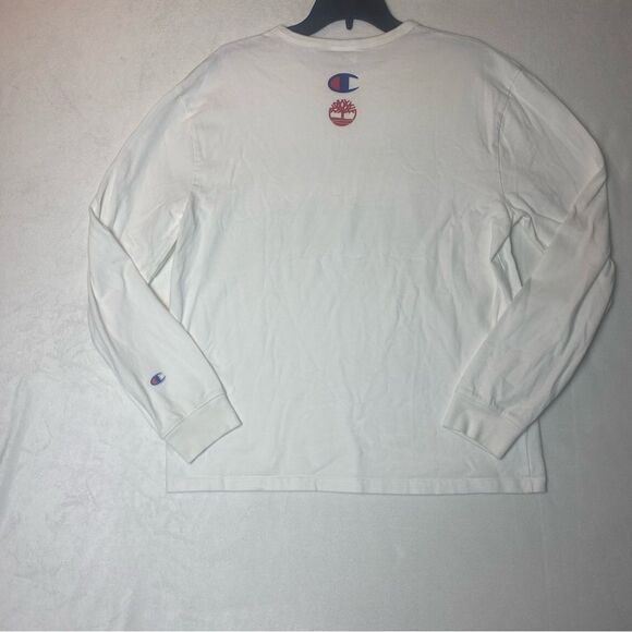 Champion X Timberland White Long Sleeve Graphic Shirt Size Large - Picture 2 of 12
